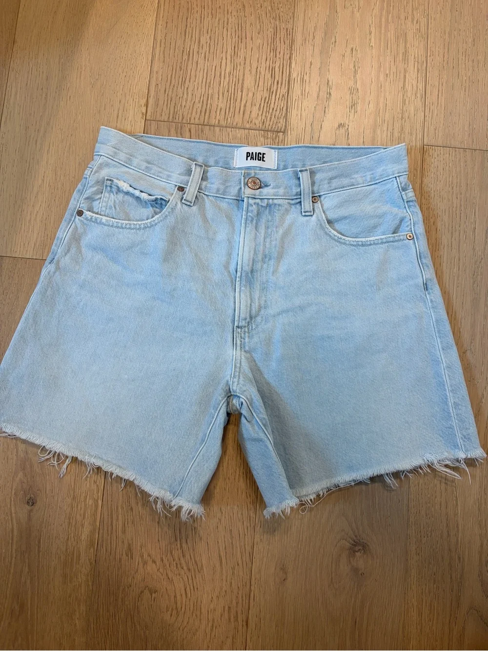 PAIGE Archie Light Wash Denim Jean Shorts